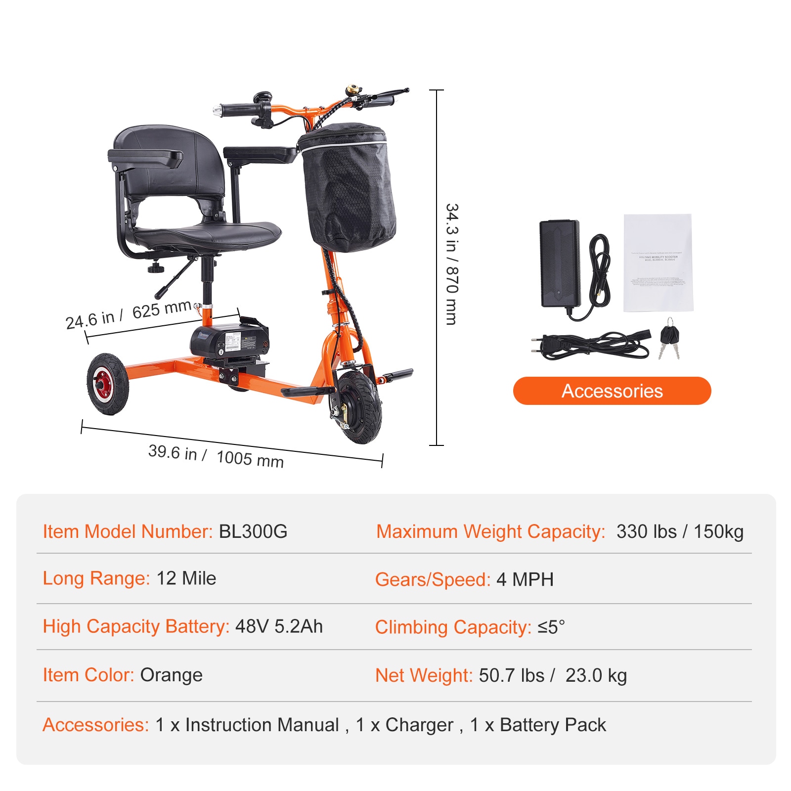 Foldable Electric Mobility Scooter For Seniors All Terrain Travel_voghion.com